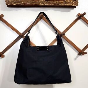 Kate Spade Clinton Street Serena Tote Shoulder Bag Black Leather Strap Fabric